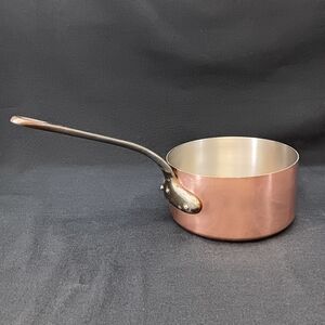 Vtg 2qt 7" Inch Copper Pan Saucepan Stainless Steel Lined 2mm 2lb 5oz Unmarked